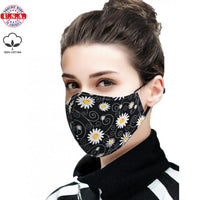 Daisy Washable Reusable Triple-Layer 100% Cotton Cloth Face Mask Mouth Cover with Filter Pocket Made in USA