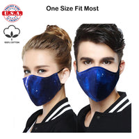 Washable Reusable Triple-Layer Cotton Cloth Face Mask cover with Filter Pocket Made in USA-Space Galaxy