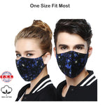 Washable Reusable Triple-Layer Cotton Cloth Face Mask cover with Filter Pocket Made in USA- Space Galaxy